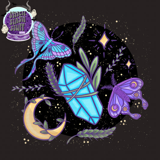 Moths and moons PNG one