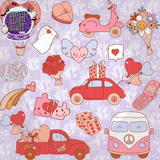 Purple Retro valentine clipart seamless