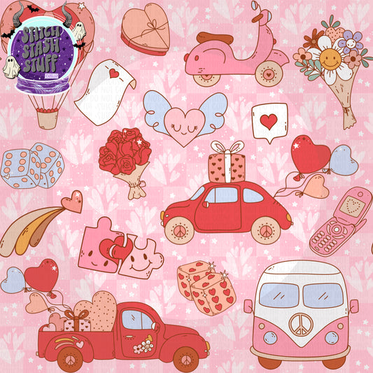 Pink retro valentine clipart seamless